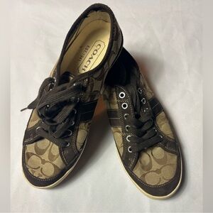 Coach Tan and Brown Monogram Sneakers